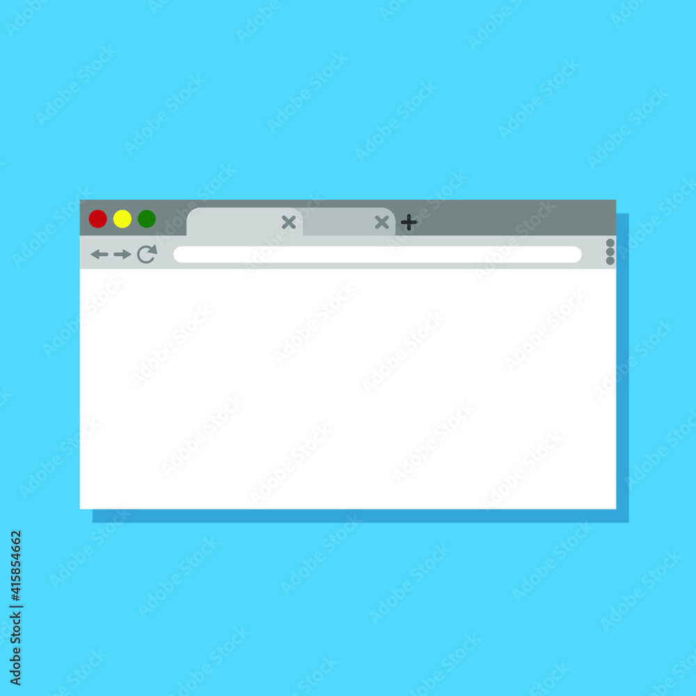 Browser window icon in style flat on blue fon Browser window icon in style flat on blue fon