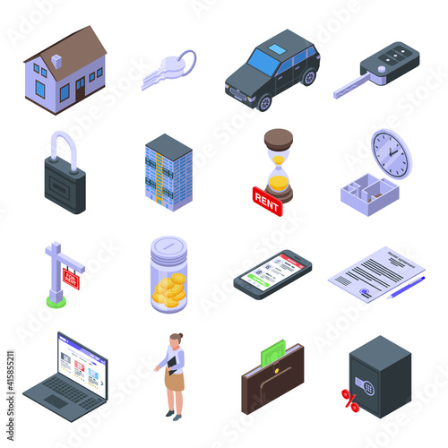 Rent icon. Isometric of rent vector icon for web design isolated on white background