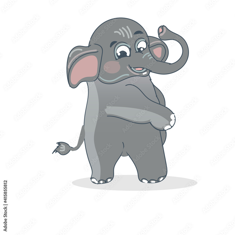 Fototapeta premium child illustration, funny cartoon cute baby elephant