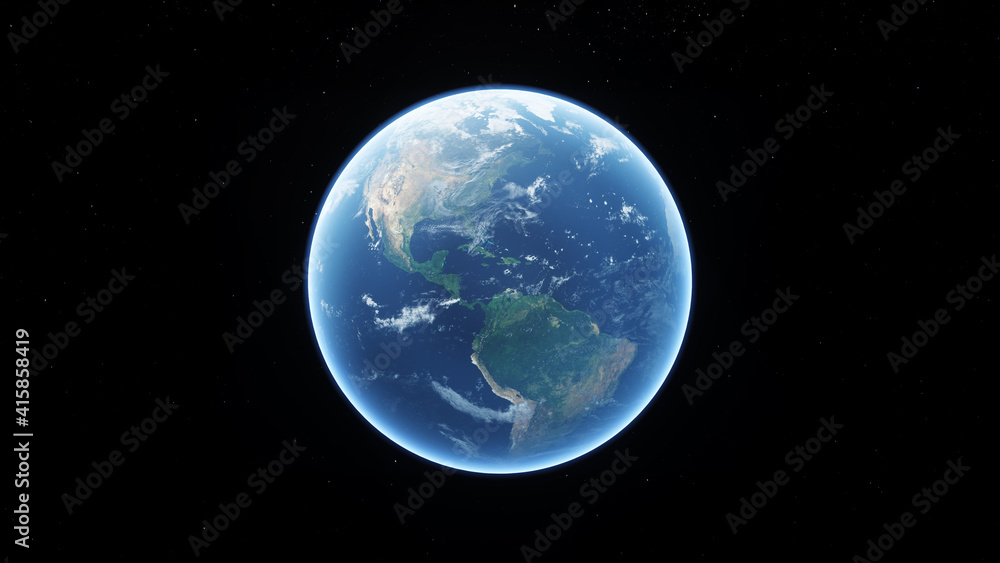 Earth with a View of continent of America in Space