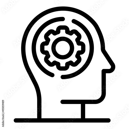 Gear human brain icon. Outline gear human brain vector icon for web design isolated on white background