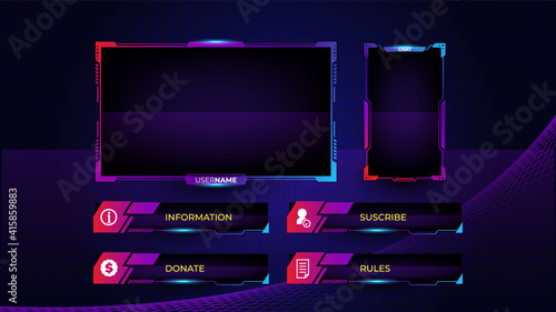 Set of gaming panels with abstract shapes template