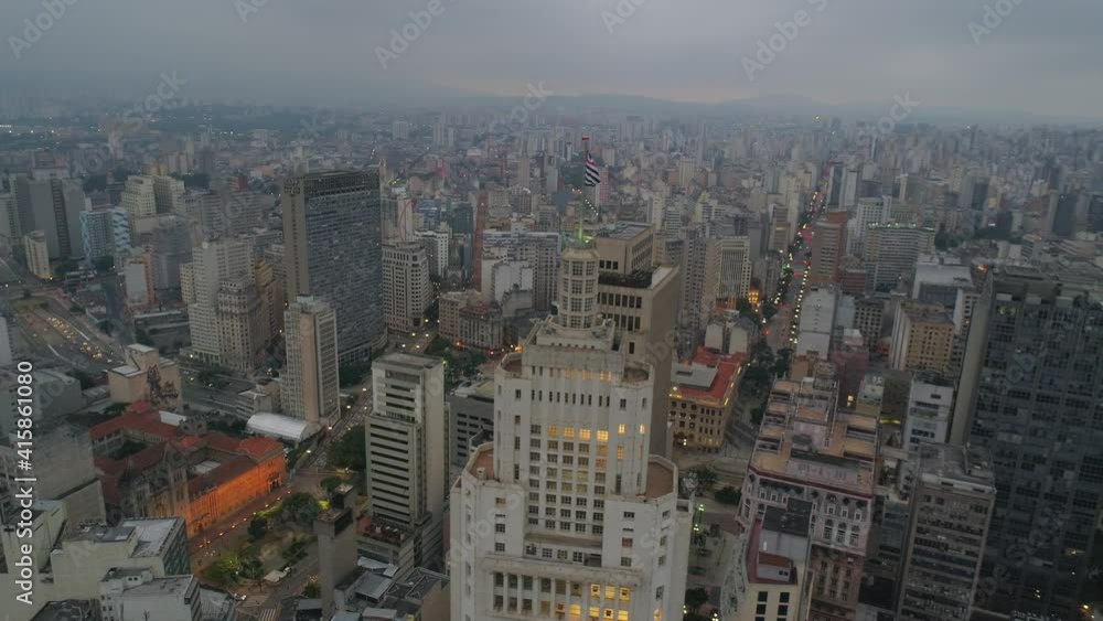 twilight time illuminated sao paulo cityscape aerial panorama 4k brasil twilight time illuminated sao paulo cityscape aerial panorama 4k brasil