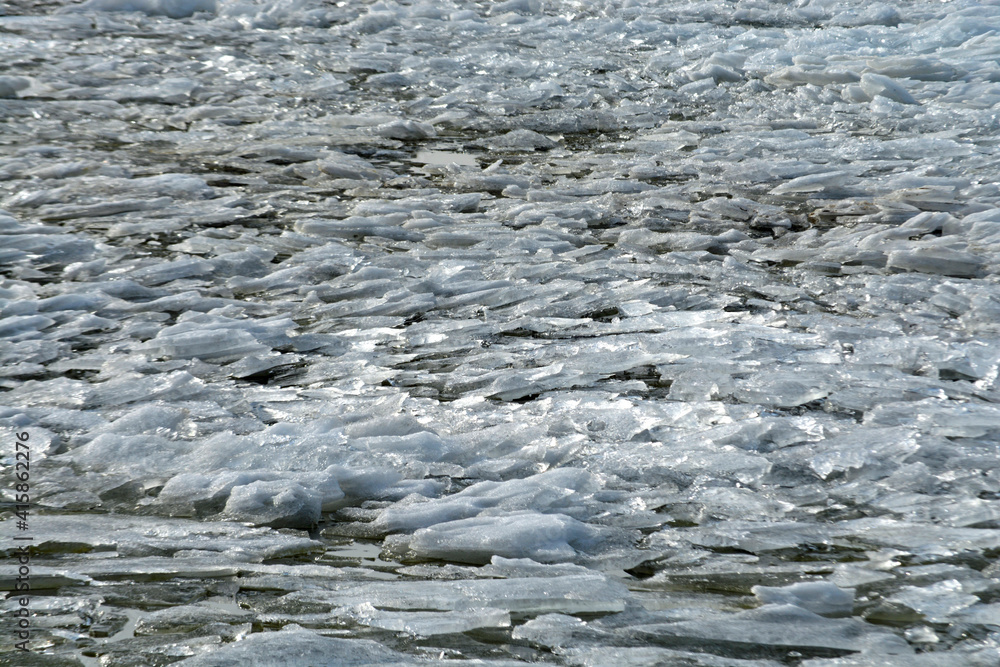 Drifting ice at the coast in the winter, melting ice Drifting ice at the coast in the winter, melting ice