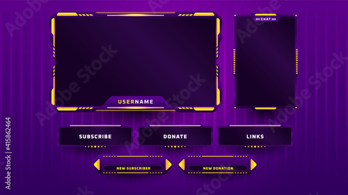Purple gaming panel set design template