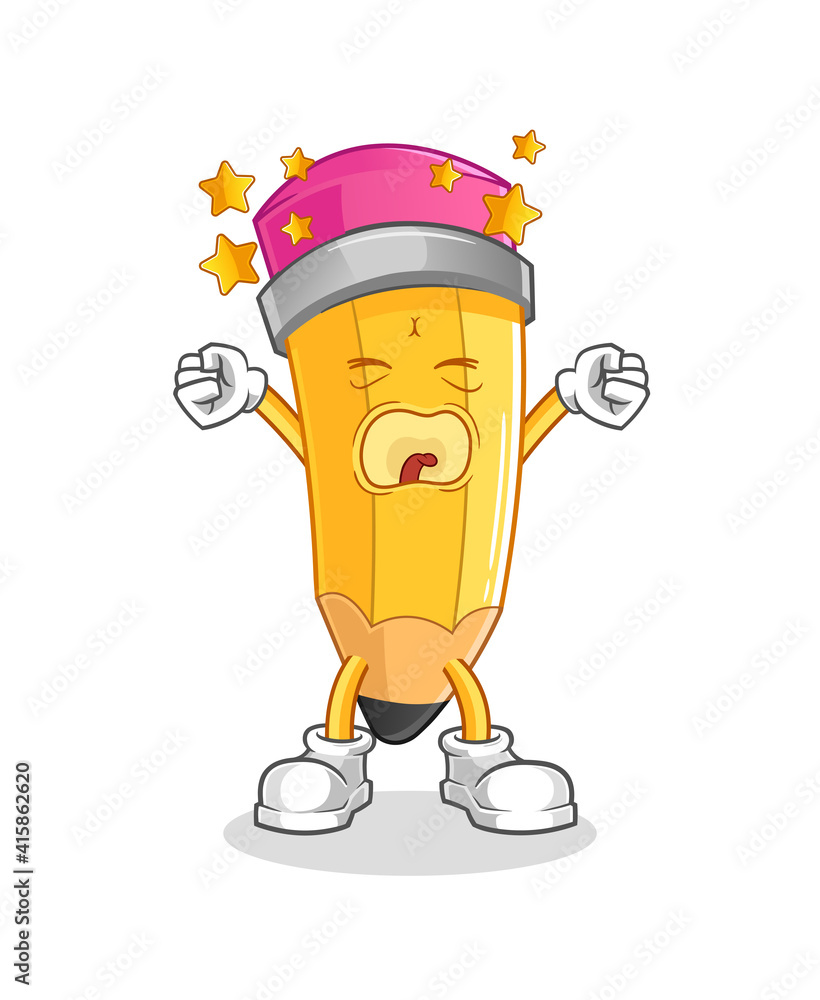Obraz premium pencil yawn character. cartoon mascot vector