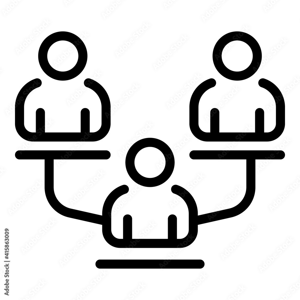 Fototapeta premium Human cooperation icon. Outline human cooperation vector icon for web design isolated on white background