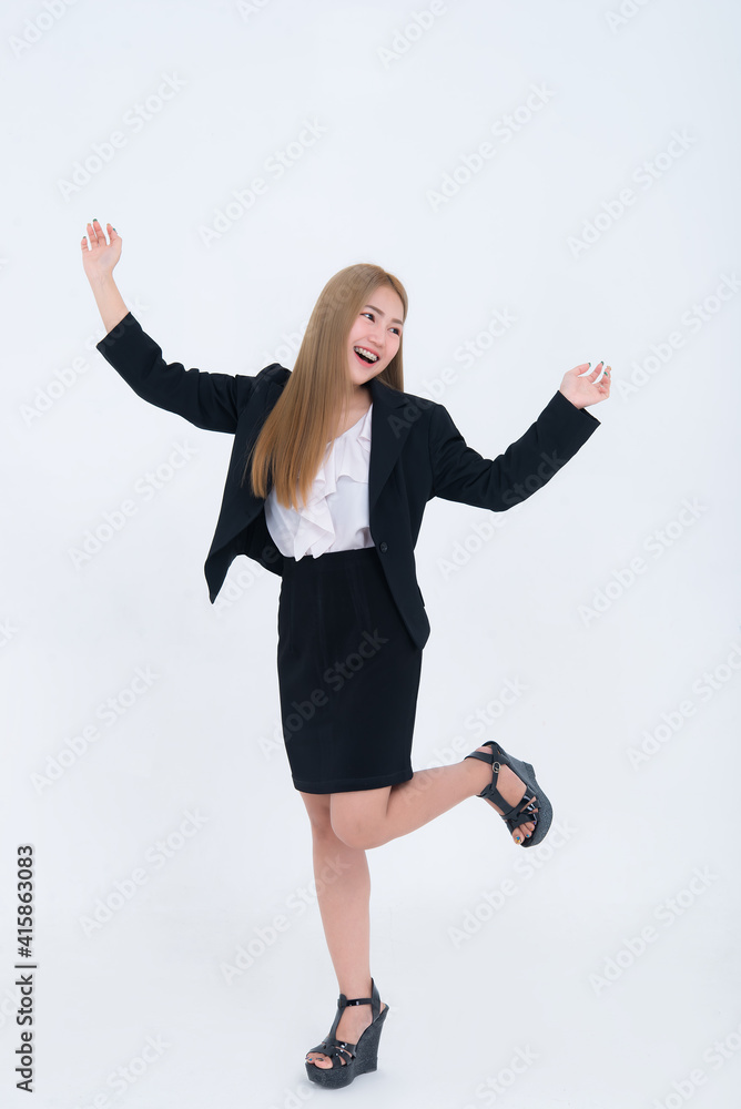 Asian business woman on white background,Happy girl concept Asian business woman on white background,Happy girl concept