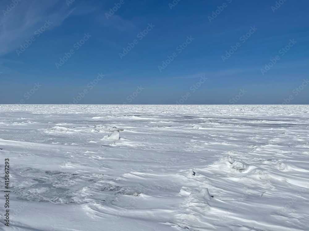 frozen landscape over the lake