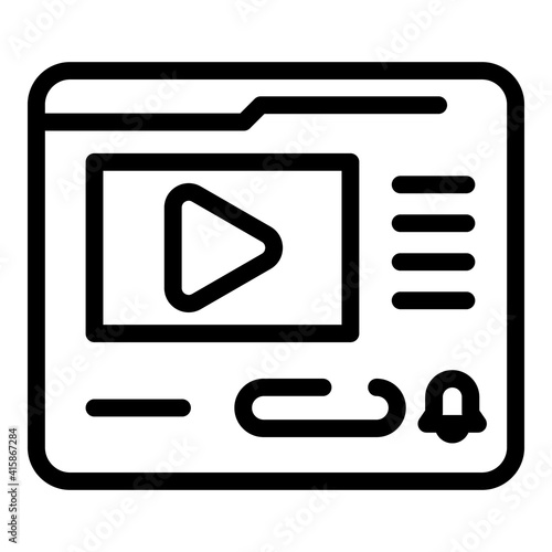 Video subscribe icon. Outline video subscribe vector icon for web design isolated on white background