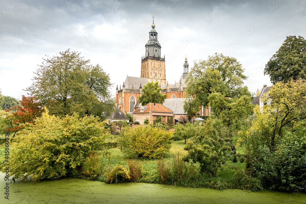 View on the st. walburgis church and the historic city of zutphen. gelderland, the netherlands.