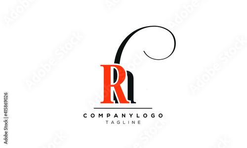 Abstract Letter Initial RH or HR Vector Logo Design Template