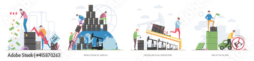 Set of Oil Era concepts, flat vector illustration