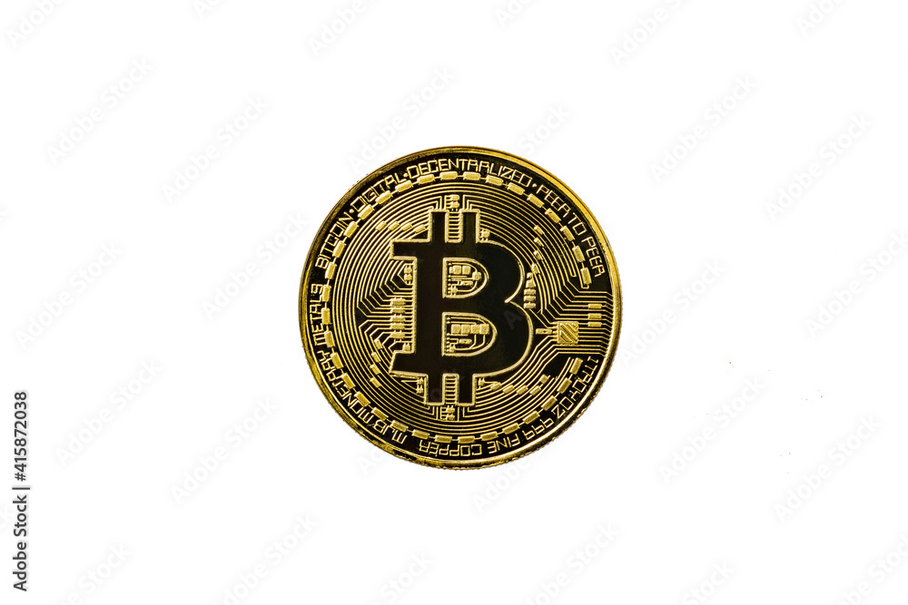 Golden bitcoin isolated on white background. Golden bitcoin isolated on white background.