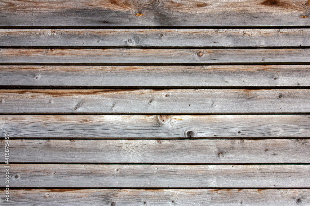 Facing the house with horizontal boards. Boards on the wall of the house close-up. The sun is shining on the old boards. Rough texture of real natural wood. Natural wood, side view. Facing the house with horizontal boards. Boards on the wall of the house close-up. The sun is shining on the old boards. Rough texture of real natural wood. Natural wood, side view.