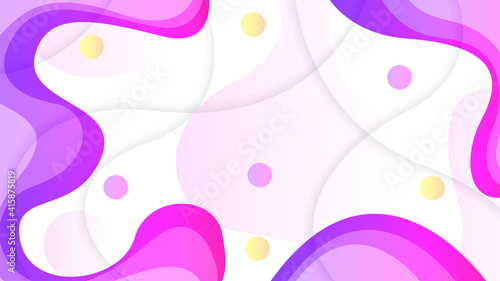 Abstract Colorful Gradient Background With Color Wavy Geometric Figures of Different Shapes And White Lines, Vector Design Style