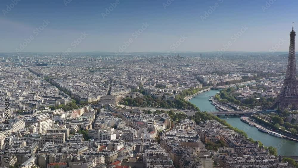 sunny day flight over paris city center famous tower riverside aerial panorama 4k france sunny day flight over paris city center famous tower riverside aerial panorama 4k france