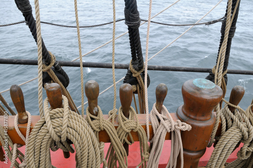 The Bounty is a 180-foot (54 metre) square-rigged three-master constructed in Lunenburg, Nova Scotia., based on the original ship?s drawings still on file in the British admiralty archives. photo