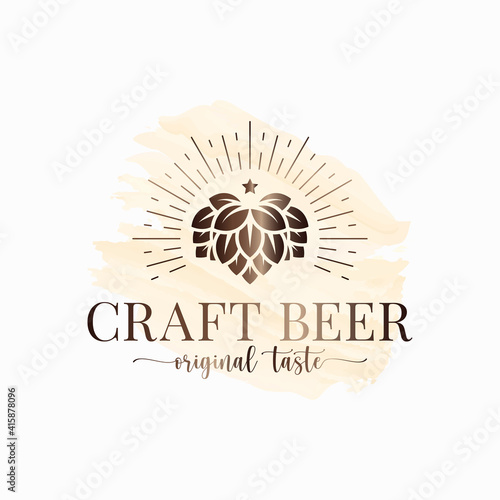 Beer hops watercolor logo on white background