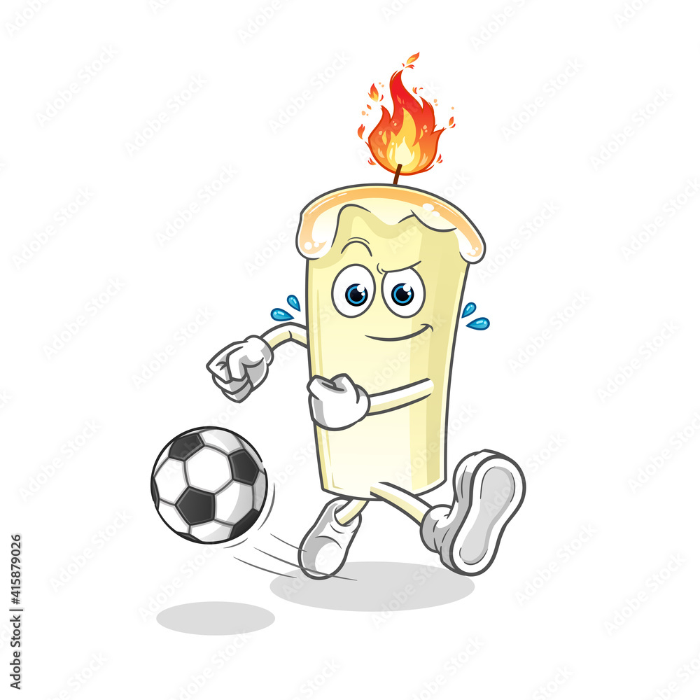 Obraz premium candle kicking the ball cartoon. cartoon mascot vector