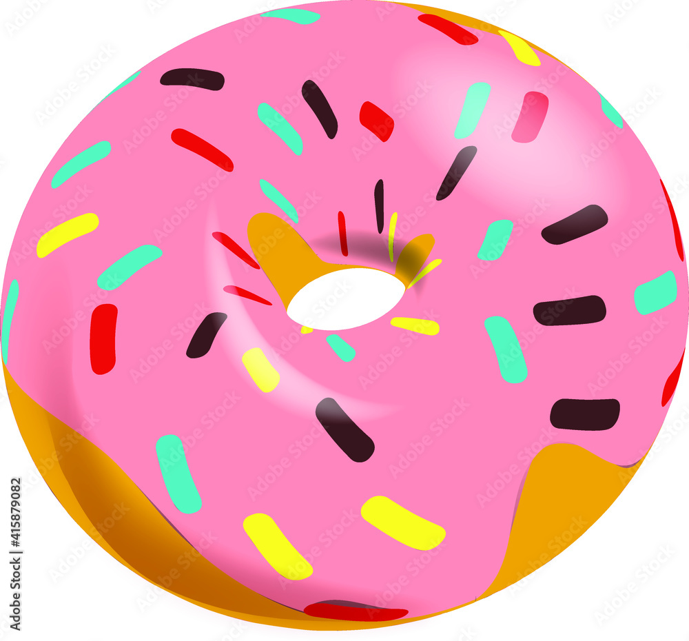 Vector donut with sprinkles in realism Vector donut with sprinkles in realism