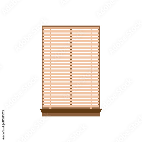Window frame with lowered blinds or jalousie flat vector illustration isolated.