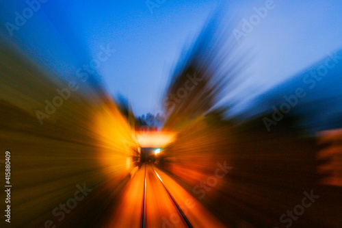 Railway landscape background from the locomotive. The future in movement to the adventure of train travel