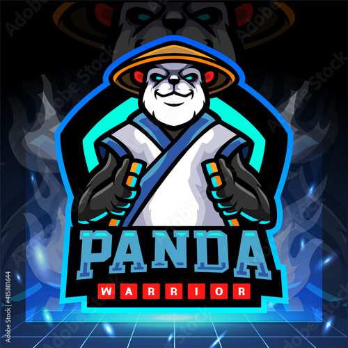 Panda warrior mascot. esport logo design.