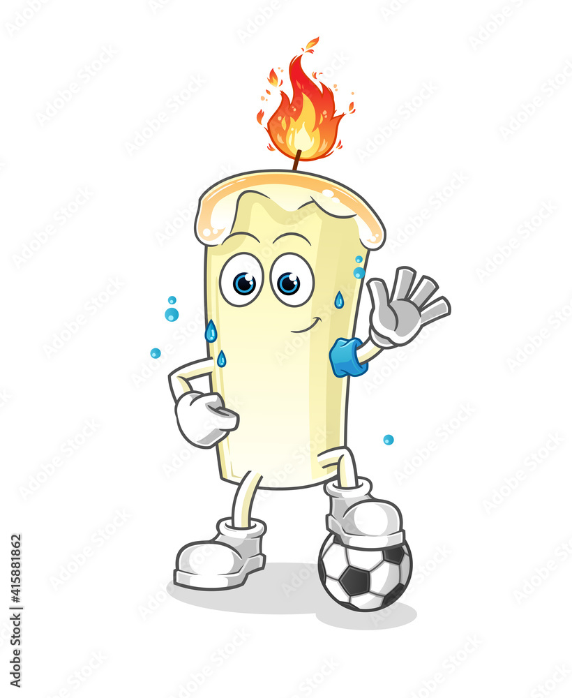 Obraz premium candle playing soccer illustration. character vector