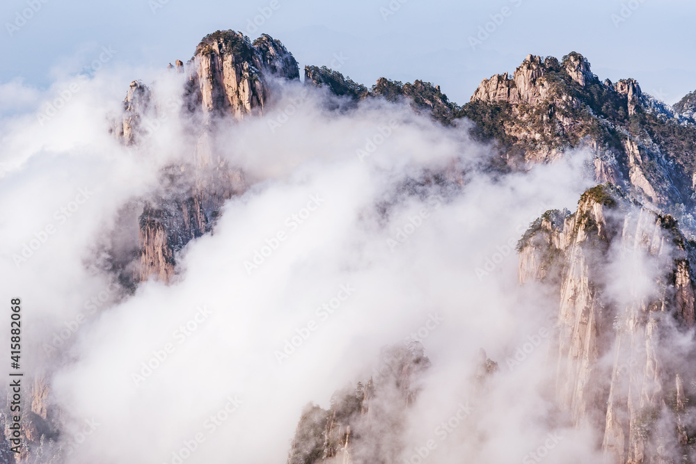 Clouds above the peaks of Huangshan National park. Anhui province. Clouds above the peaks of Huangshan National park. Anhui province.