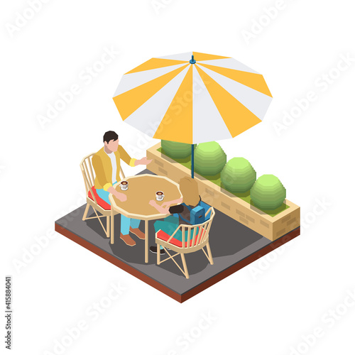 Umbrella Cafe Date Composition