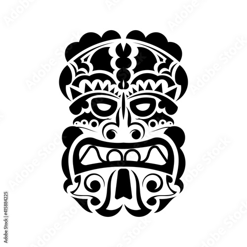 Mask of ancient tribes of tribes. Pattern Face in Polynesian or Maori style. Good for prints, tattoos, and t-shirts. Isolated. Vector