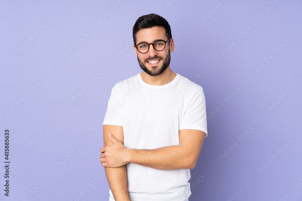 Caucasian handsome man over isolated background laughing Caucasian handsome man over isolated background laughing
