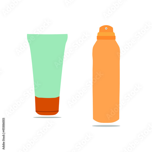 set of cosmetic bottles isolated