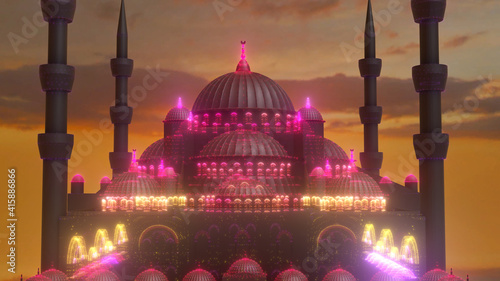 Fotografie, Obraz 3d rendered illustration of Sultan Ahmet Mosque abstract
