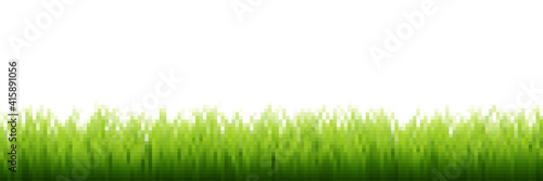 Green grass border set on white background. Vector Illustration