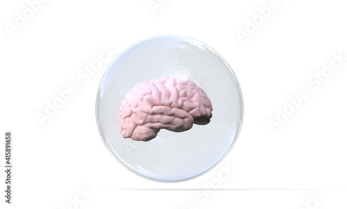 cerveau humain à l'intérieur d'une bulle - rendu 3D photo