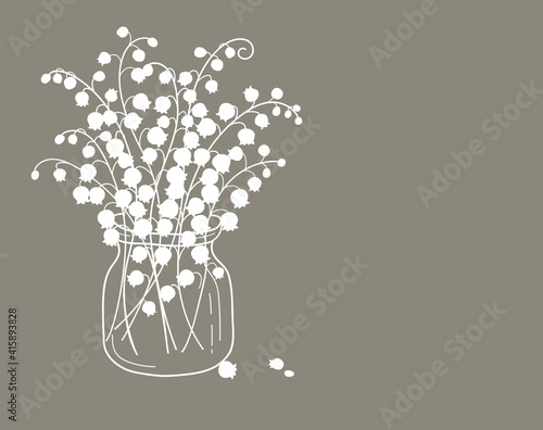 Cute card with flowers . lily of the valley