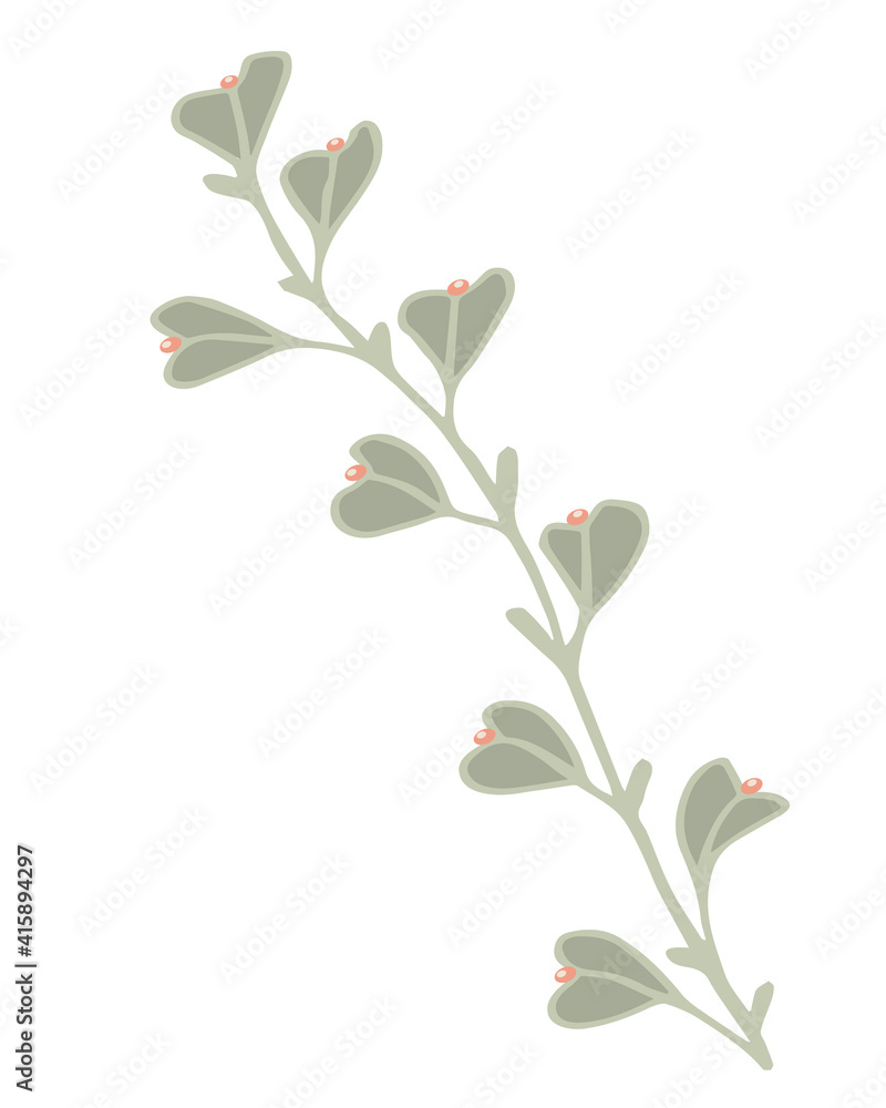 drawing of a spring branch with leaves and berries, buds, stylized vector graphics, ornamental plant branch drawing of a spring branch with leaves and berries, buds, stylized vector graphics, ornamental plant branch