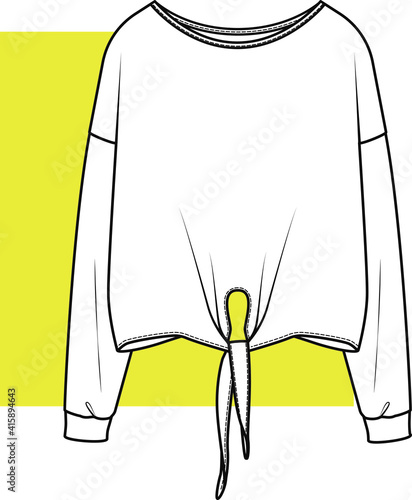 Sweatshirt design fashion flat sketches. Apparel template
