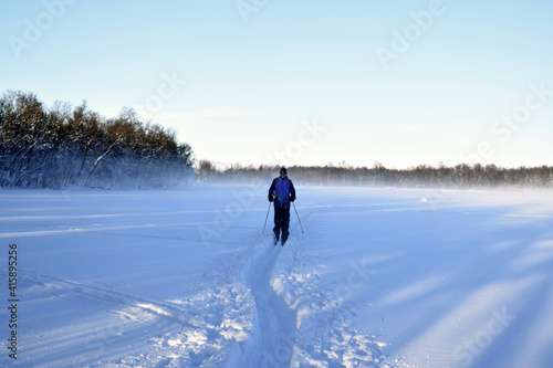 Person walking in winter park
