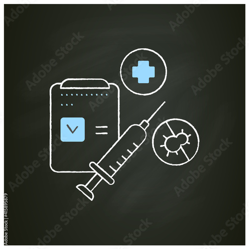 Vaccination passport chalk icon. Mandatory vaccination against coronavirus. Protect yourself. Airport new normal concept. Isolated vector illustration on chalkboard