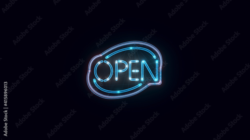 3d rendered illustration of Neon Open Sign hologram. High quality 3d illustration 3d rendered illustration of Neon Open Sign hologram. High quality 3d illustration