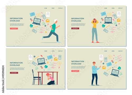 Information stress and overloading concept a vector design for web pages.