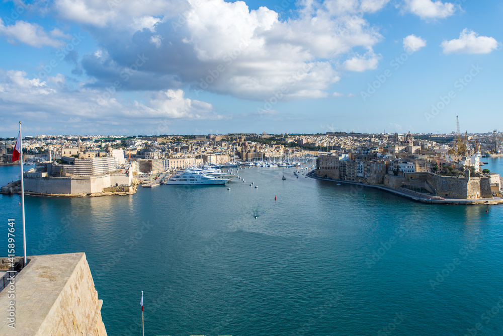 View to The Grand Harbour, also known as the Port of Valletta in Malta