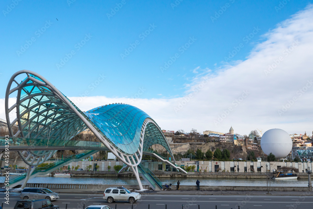 Tbilisi, Georgia.
Bridge of Peace over the Kura River. A tourist route.
