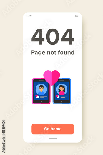 Multicolored vector icon of two mobile phones with love messages and heart in front of them, representing loving couple concept