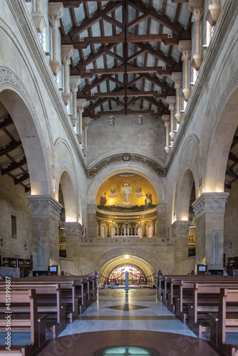 Mount Tabor. Israel. January 27  2020  Interior of the Transfiguration Church on Mount Tabor