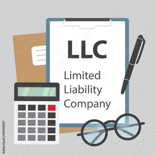 LLC (Limited Liability Company) written in clipbaord -vector illustration photo
