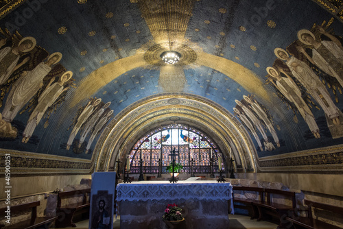 Mount Tabor. Israel. January 27, 2020: Interior of the Transfiguration Church on Mount Tabor